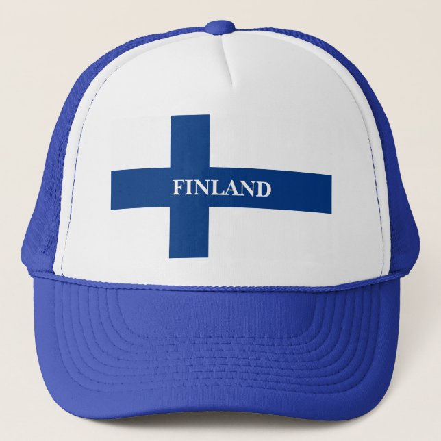 Flag of Finland Blue Cross Suomi Trucker Hat (Front)
