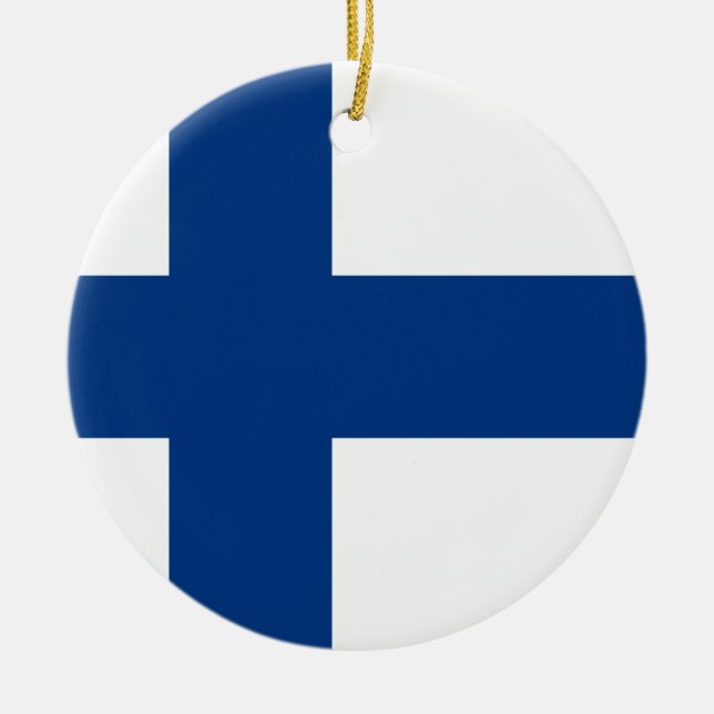Flag of Finland Ceramic Ornament (Front)