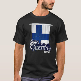 Flag Of Finland Fishing In Suomi Fishing T-Shirt