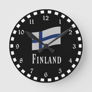 Flag of Finland Round Clock
