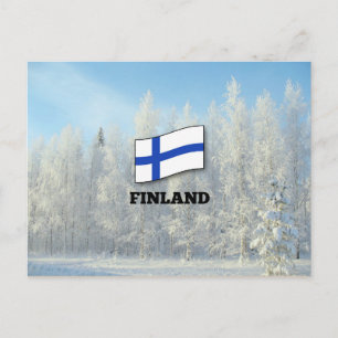 Flag of Finland, Snow-Covered Pine Trees Postcard
