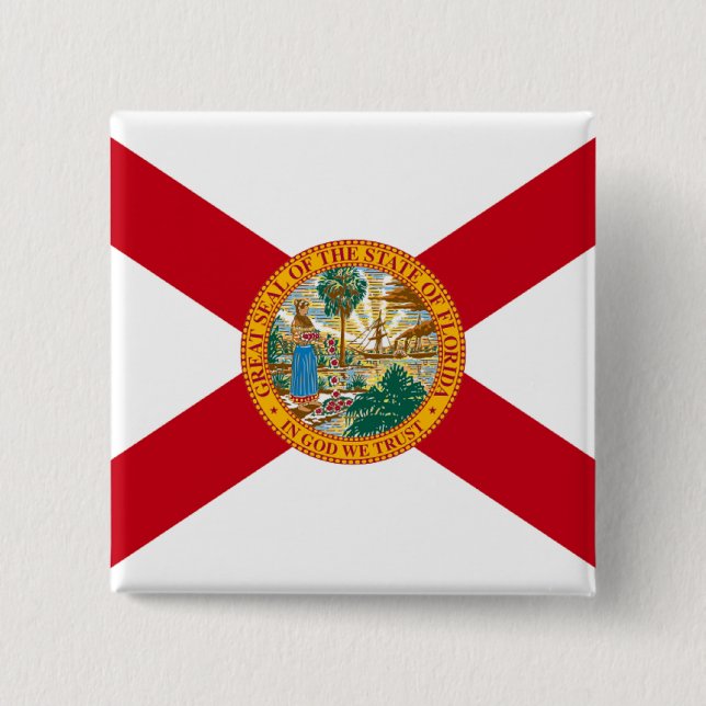 Flag of Florida 2 Inch Square Button (Front)