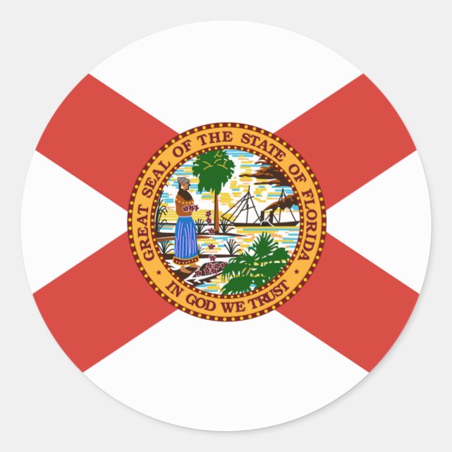 Flag of Florida Classic Round Sticker (Front)