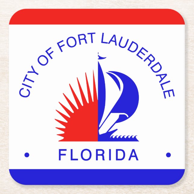 Flag of Fort Lauderdale, Florida Square Paper Coaster (Front)