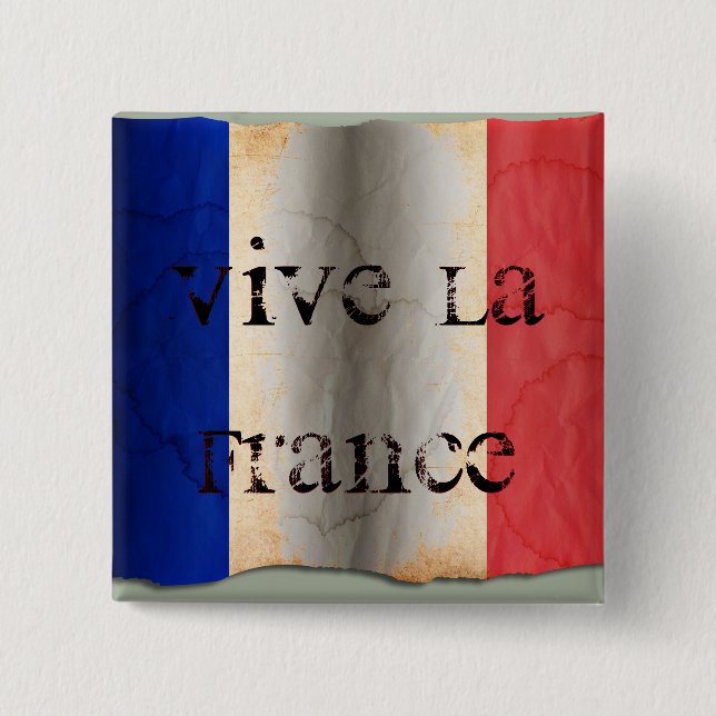 Flag of France 2 Inch Square Button (Front)