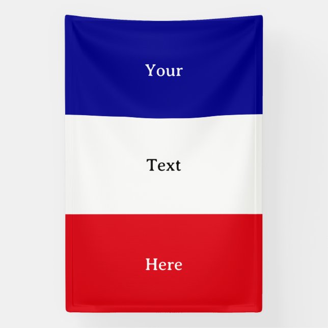 Flag of France Custom Text Tricolor Banner (Vertical)