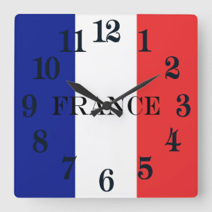 Flag of France French Tricolore Square Wall Clock