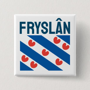 Flag of Friesland 2 Inch Square Button