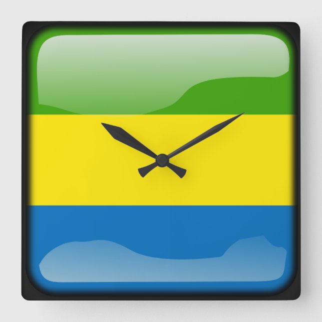 Flag of Gabon Square Wall Clock (Front)