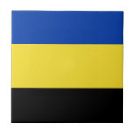 Flag of Gelderland Tile<br><div class="desc">Flag of Gelderland,  a province in The Netherlands.  The flag is a horizontal tricolour of blue,  yellow and black. Its colours originate from the coat of arms of Gelderland which in turn was based on the coat of arms of the Hertogdom Gelre.</div>