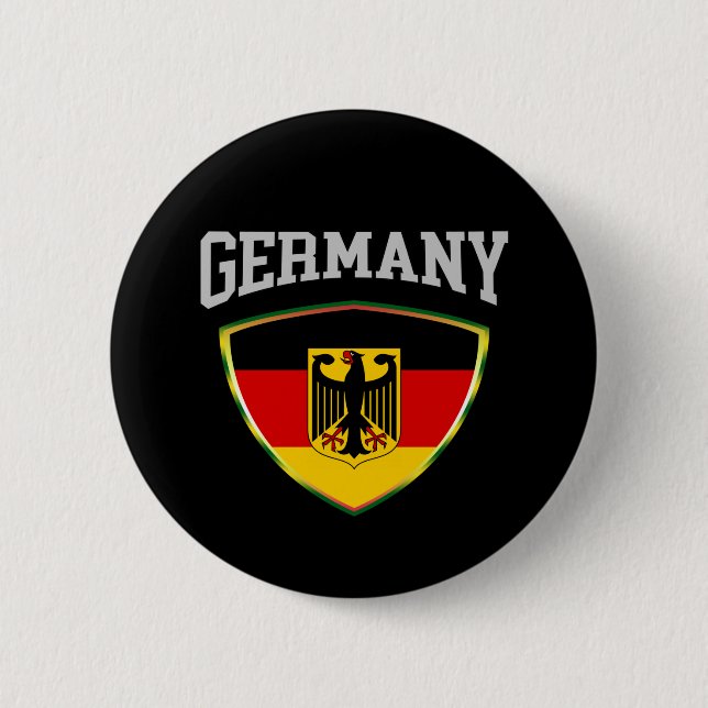 Flag Of Germany & Emblem 2 Inch Round Button (Front)