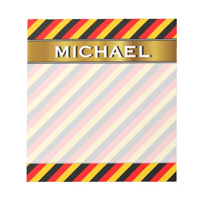 Flag of Germany Inspired Coloured Stripes Pattern Notepad (Front)
