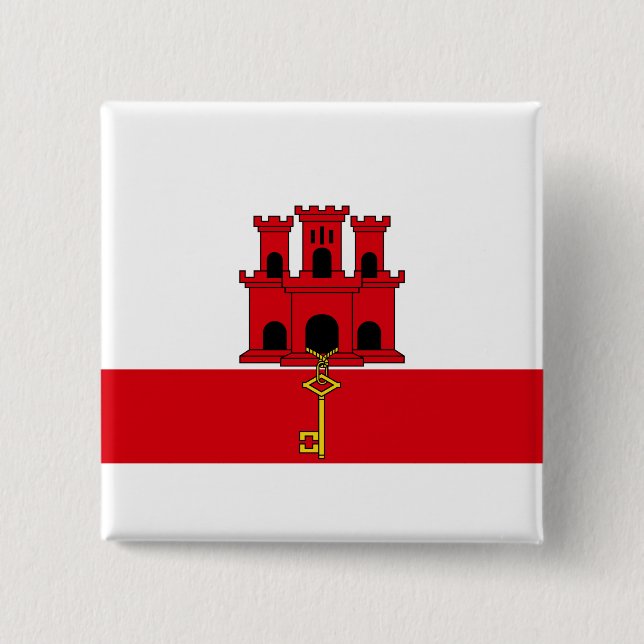 Flag of Gibraltar 2 Inch Square Button (Front)