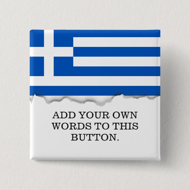 Flag of Greece 2 Inch Square Button (Front)
