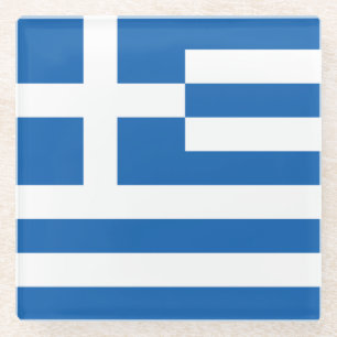 Flag of Greece Glass Coaster