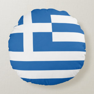 Flag of Greece Round Pillow