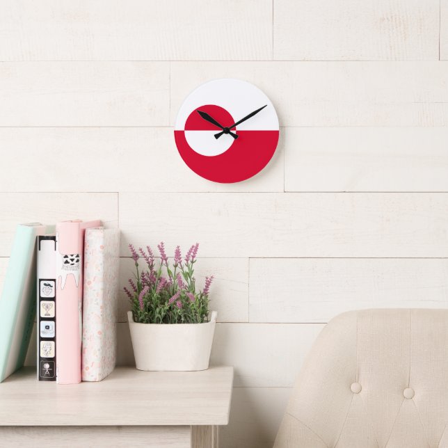 Flag of Greenland Round Clock (Reading Room)