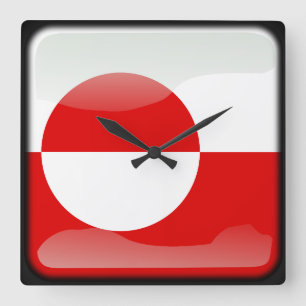Flag of Greenland Square Wall Clock
