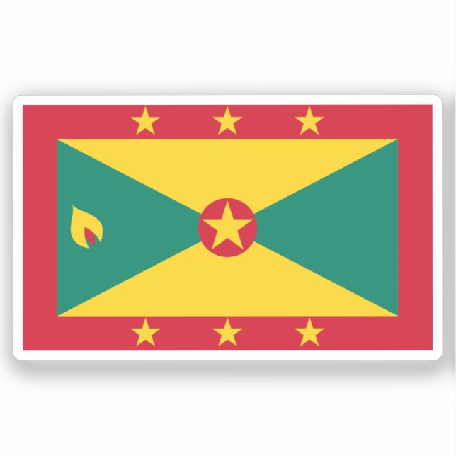 Flag of Grenada Custom-Cut Vinyl Sticker (Recto)