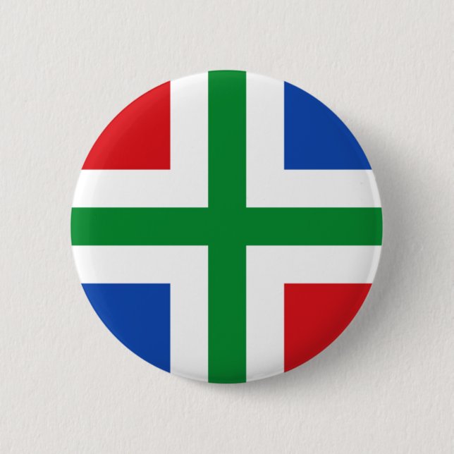 Flag of Groningen (province) 2 Inch Round Button (Front)