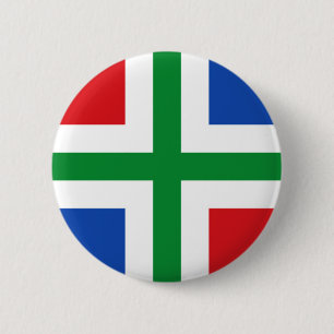 Flag of Groningen (province) 2 Inch Round Button