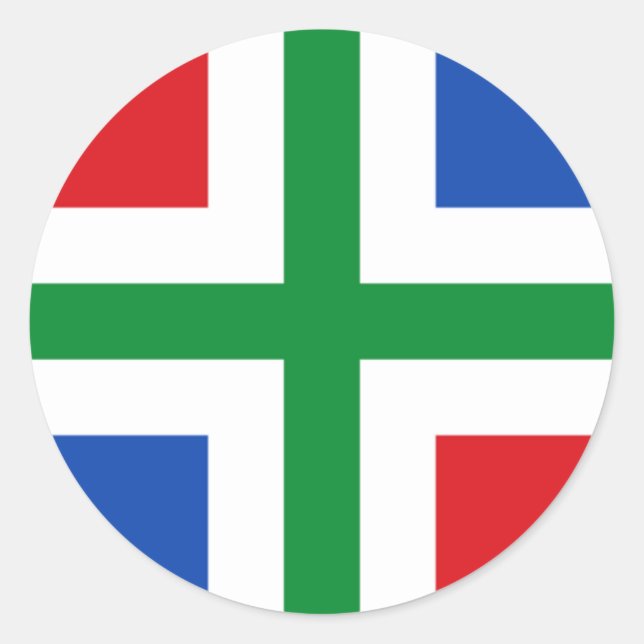 Flag of Groningen (province) Classic Round Sticker (Front)