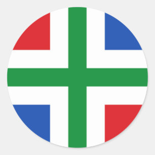Flag of Groningen (province) Classic Round Sticker