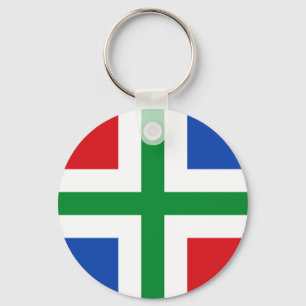 Flag of Groningen (province) Keychain