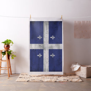 Flag of grunge Quebec eroded style Fabric