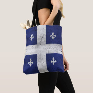 Flag of grunge Quebec eroded style Tote Bag