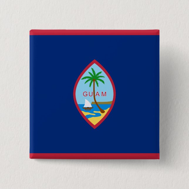 Flag of Guam 2 Inch Square Button (Front)