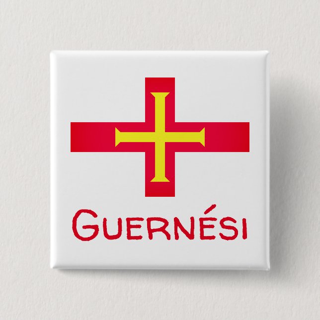 Flag of Guernési 2 Inch Square Button (Front)
