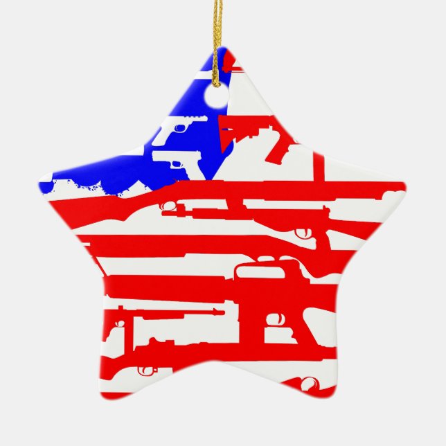 Flag Of Guns 2nd Amendment Ceramic Ornament (Front)