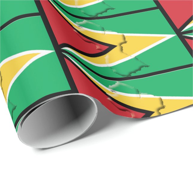 FLAG OF GUYANA | Golden Arrowhead | GUYANESE Wrapping Paper (Roll Corner)