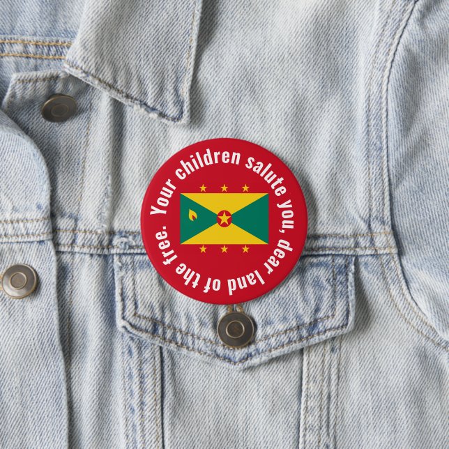 Flag of Guyana National Anthem Red Green Yellow 3 Inch Round Button (In Situ)
