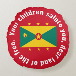 Flag of Guyana National Anthem Red Green Yellow Round Pillow