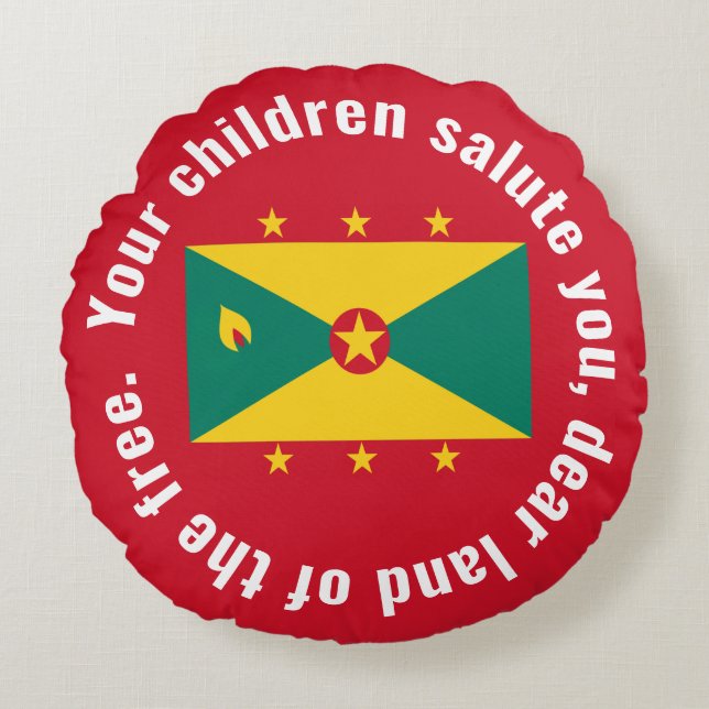 Flag of Guyana National Anthem Red Green Yellow Round Pillow (Front)
