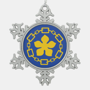 Flag of Hamilton, Ontario Snowflake Pewter Christmas Ornament