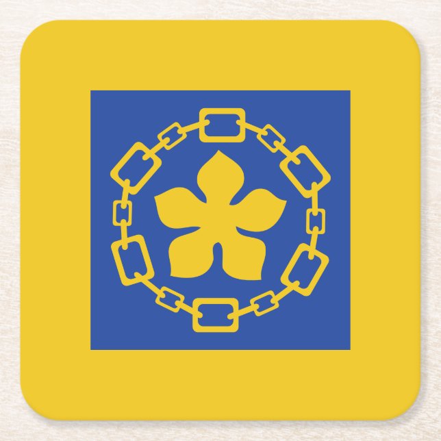Flag of Hamilton, Ontario Square Paper Coaster (Front)