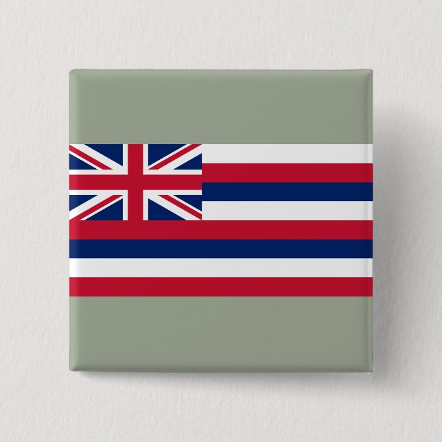 Flag of Hawaii (US State) 2 Inch Square Button (Front)