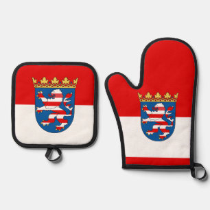 Flag of Hesse Pinback Button Oven Mitt & Pot Holder Set