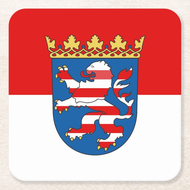 Flag of Hesse Square Paper Coaster (Front)
