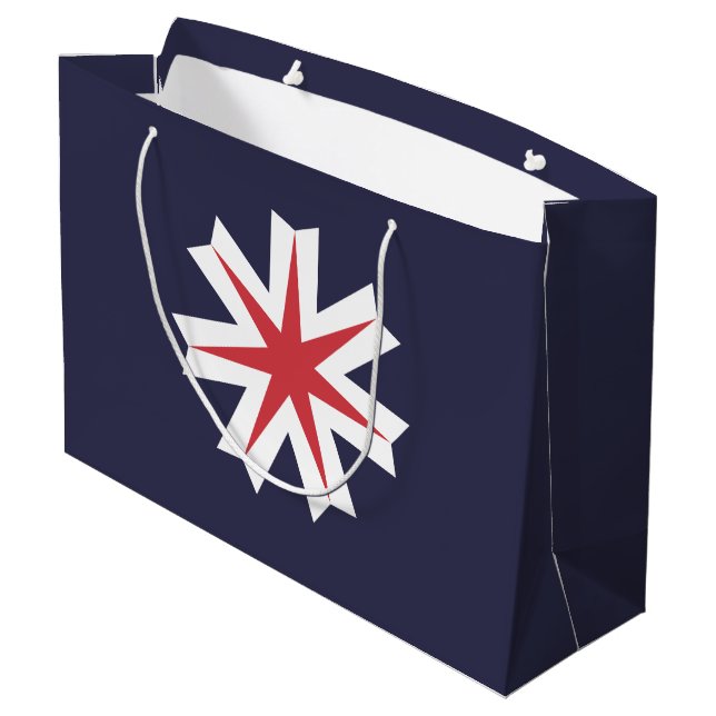 Flag of Hokkaido Prefecture, Japan Large Gift Bag (Back Angled)