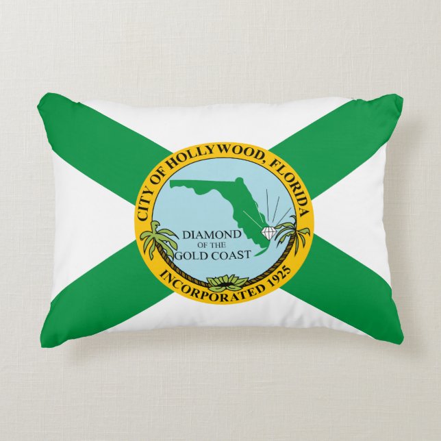 Flag of Hollywood, Florida Accent Pillow (Front)