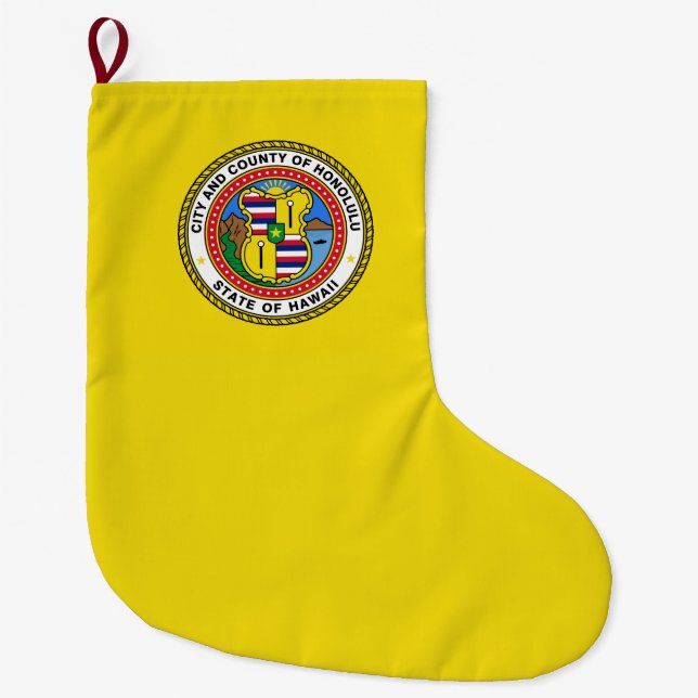 Flag of Honolulu (Hawaii) Large Christmas Stocking (Front)