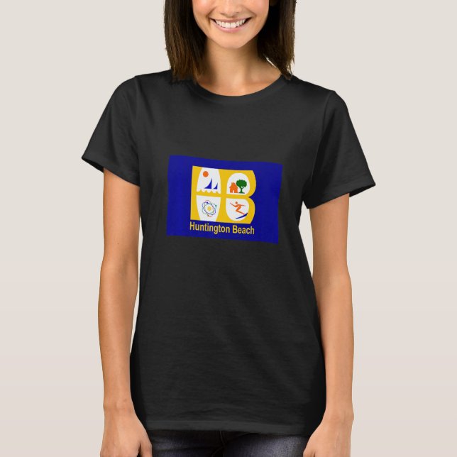 Flag of Huntington Beach California USA T-Shirt (Front)