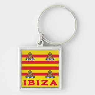Flag of Ibiza, SPAIN Keychain