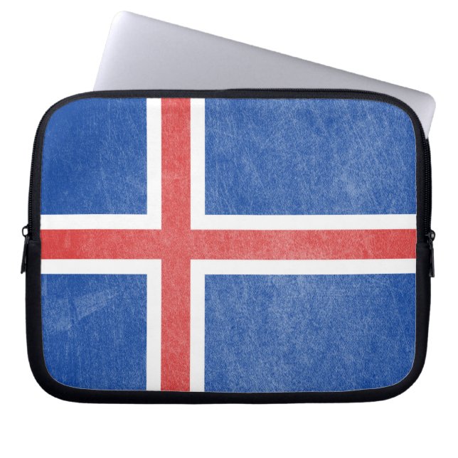 Flag of Iceland Grunge Laptop Sleeve (Front)