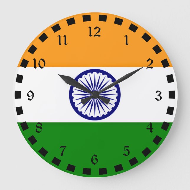 Flag of India Large Clock (Front)