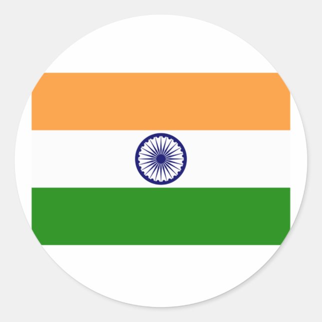Flag of India Products Classic Round Sticker (Front)